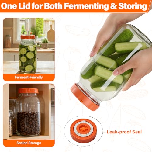 4 Pack Fermentation Kit for 3.3" Wide Mouth Mason Jar (No Jars) - size: 3.3 IN*4 Pack (No Jar)