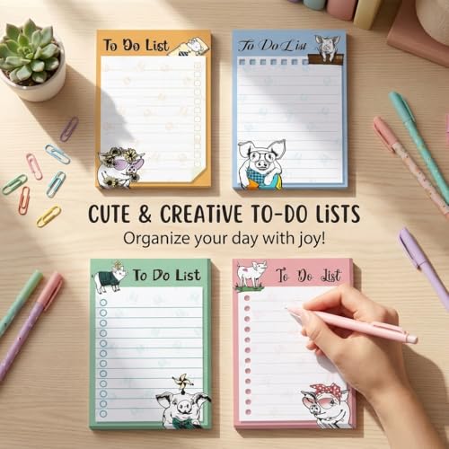 4 Pads Pig Cute Sticky Notes 4x6 Funny Post it Notes Animal Stationary - color: Pig