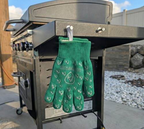 Grill Armor Oven Gloves with Fingers – 932°F Heat, Fire & Cut Resistant Mitts for BBQ, Grill, Cooking, Grilling, Baking, Smoker & Fire Pit - color: Green Glow in the Dark, size: One Size Fits Most Standard Cuff