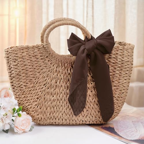 Pistha Chiffon Scarf Ribbon Neck Scarf Square Handkerchief 25.5 inch - color: Coffee