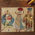 DaDa Bedding Dancing Women Tapestry Dining Table Placemats - Set of 4-Pieces Festive Celebrate Kwanzaa - Tribal African Tribal Culture - Decorative Cotton Linen Woven Kitchen Mats - 13” x 19” (18117) - color: Dancing Women