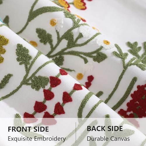 LUOYEHK Embroidered Pillow Covers 18x18 Inch Set of 2 Decorative Throw Pillow Cover Tufted Floral Spring Summer Boho Cushion Pillowcase for Couch Sofa Bed Living Room, Colorful Flowers - color: Colorful Flowers