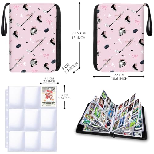 900 Pockets Hockey Card Binder, Fits 900 Cards With 50 Removable Sleeves