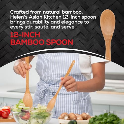 Helen’s Asian Kitchen Bamboo Kitchen Spoon Cooking Utensil, 12-Inch - style: 12-Inch, Solid Spoon
