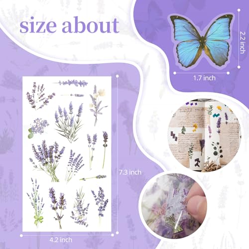 543PCS，70 Sheets Natural Flower Stickers for Scrapbooking，Self-Adhesive Transparent Flower Sticker ，Botanical Journaling Stickers for Letter Writing, DIY Journaling, and Laptop Personalization