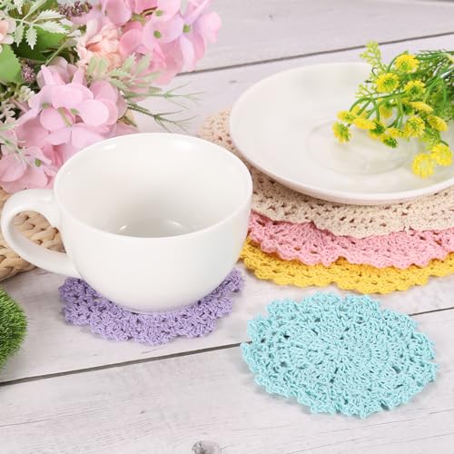 uxcell Crochet Doilies Round Lace Placemats 8" Bright Blue 8Pcs - color: Bright Blue