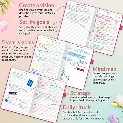 GoGirl Planner for Women, Undated Weekly Agenda Journal, Hot Pink - color: Hot Pink, size: Compact (5.3" x 7.7")