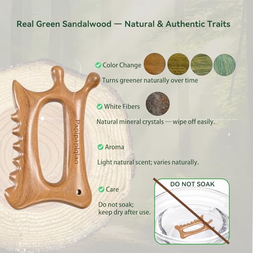 Wood Therapy Massage Tools – Wooden Manual Guasha Tool, Handheld Body & Scalp Massager, Trigger Point Scraper, Reflexology & Lymphatic Drainage Inspired Wooden Massage Tool for Face, Neck, Back & Legs - color: Sandalwood Veil