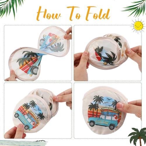 Gejoy 24 Pcs Beach Vacation Foldable Hand Fans Flying Disc 8 Style - color: Beach Vacation