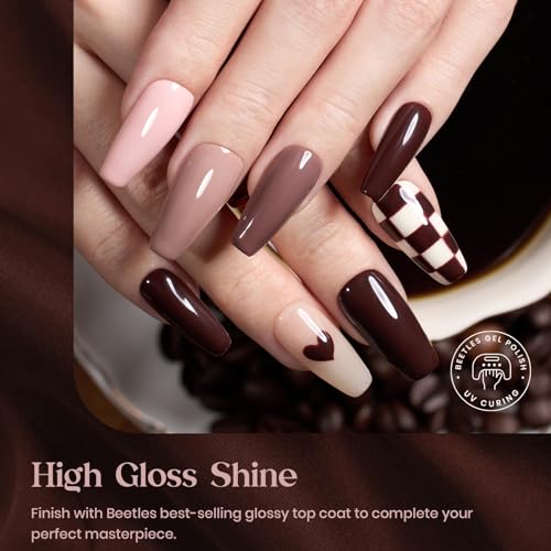 Beetles Brown Gel Polish Set, Caramel Cappuccino, 6 Colors Gel Polish Set - color: A - Creme | Brown | Caramel Cappuccino