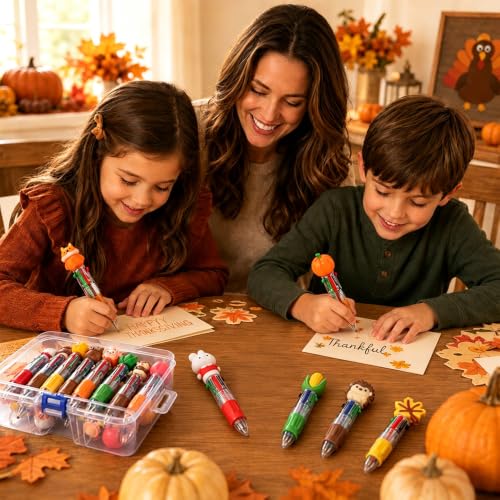 24PCS Thanksgiving Pens Fun Cute Autumn 4-in-1 Multicolor Gift Pens - style: Thanksgiving-24pcs