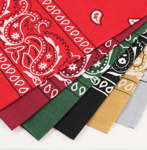 Bycc Bynn Large Soft Cotton Bandanas Pack for Men & Women 22 x 22 inches - color: S- 6 Pack-1