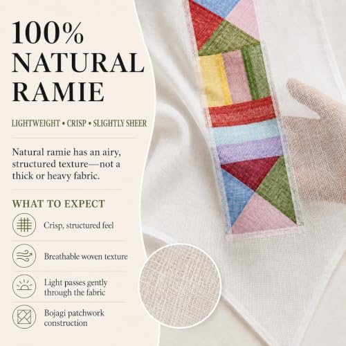 Korean Table Runner, Bojagi Patchwork 100% Ramie, White, 78.8*11.8 Inch - color: White