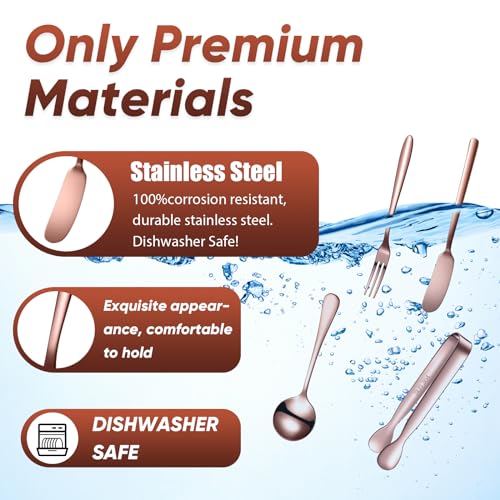 Patelai 14 Pcs Charcuterie Utensils Cheese Knives Forks,Rose Gold - color: Rose Gold