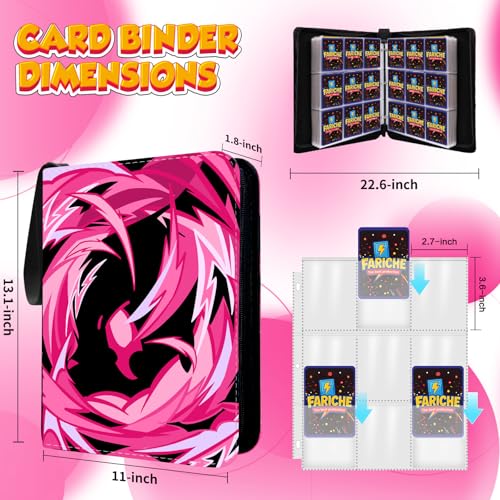 Trading Card Binder for TCG Cards, 9-Pocket Portable Card Collector Ablum Holder Book Fits 900 Cards with 50 Removable Sleeve, Waterproof Card Binder Display Storage Carrying Cases for TCG-Purple - color: ybu-900 cards