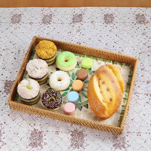 Rectangular Rattan Serving Tray with Mother of Pearl Inlay, Bohemia - color: Bohemia