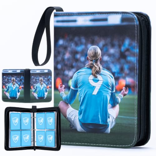 400 Pockets Soccer Card Binder, Portable Waterproof PU Storage Album,R133 - color: Soccer04-400