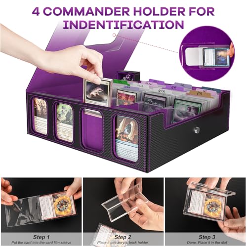 Gomyrod 4 Row 3200+ Trading Card Storage with Commander Display [US Patent] - color: Black/Purple, size: 3200+