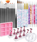 33 Pcs Nail Art Tool Kit & Nail Art Brushes Set with Nail Stands