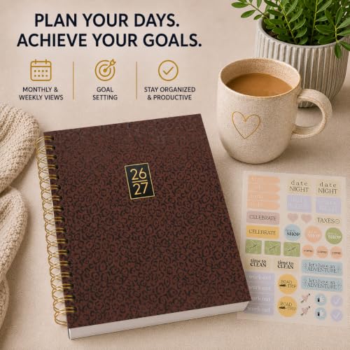 WORLD TRAVELER Academic Planner School Organizer Jul 2026-Dec 2027, 7"x9" - color: Cheetah