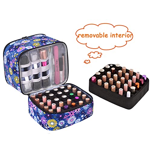 Upgraded Nail Polish Organizer Case - Holds 30 Bottles and 1 Nail Light, Double-layer Nail Bag Organizer Case Nail Polish Storage Bag with Handles (Style B-Flower) - color: Style B-Flower
