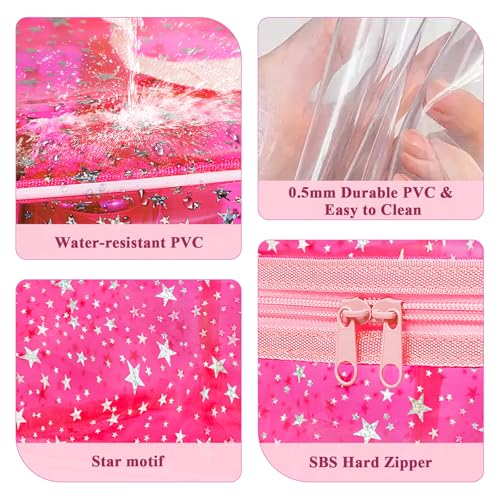 Star Clear Makeup Bag, Waterproof Travel Cosmetic Bag Toiletry bag,Pink - color: Pink