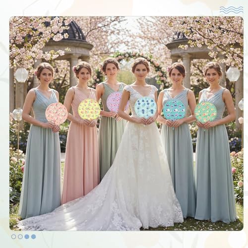 AceOrbit 24 Pcs Floral Round Foldable Hand Fans 8 Styles Japanese Foldable Fan Pop up Round Handheld Cooling Fan with Pouch for Women Purse Travel Outdoor Games Wedding Party Favor Decoration - style: Rose