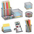 Desk Organizers Set with Mesh Pen Holder Cup, Silver - color: Silver