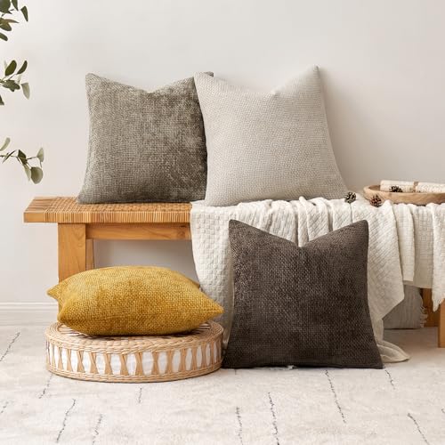 MIULEE Decorative Couch Throw Pillow Covers 16x16 in Mustard Yellow 2 Pack - color: Gold, size: 16" x 16" (Pack of 2)