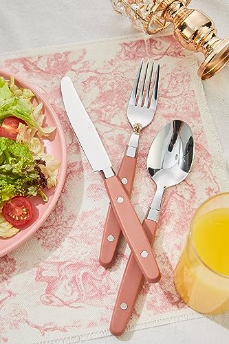 ANNOVA Silverware Set, Retro/Rivet Colorful Stainless Steel Tableware Kitchen Flatware Set Utensils, Includes Dinner Knives, Forks, Spoons, Salad Forks & Dessert Spoons (Brown, 20 Pieces) - color: Brown