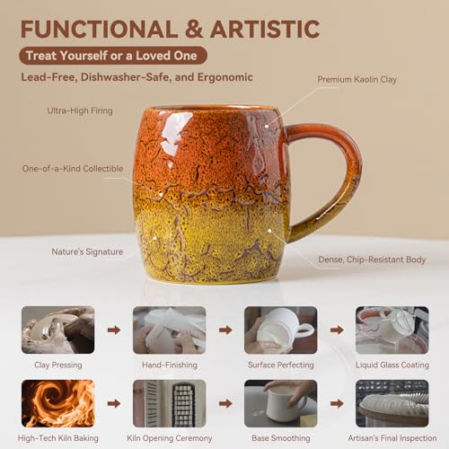 Autumn Honey Ceramic Mug, 22oz Reactive Glaze Mug, Thanksgiving Gift - color: Autumn Honey · GLOW
