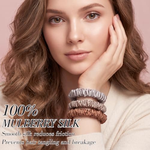 Needbrock Mulberry Silk Hair Ties, Thin Scrunchies for Women Girls - color: Multicolor