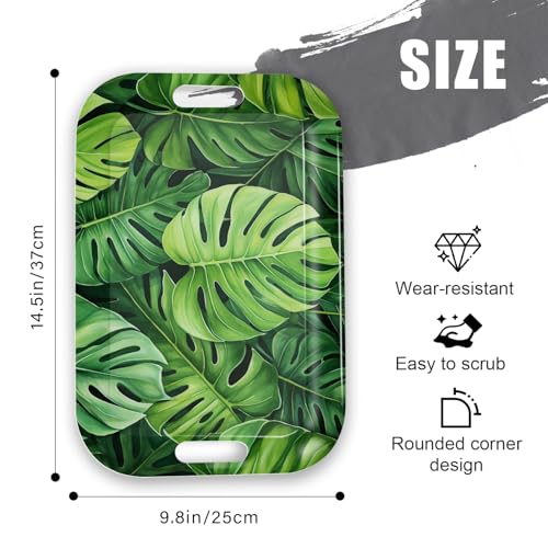Serving Trays with Handles, 14.5 x 9.8 inch Rectangular Plastic Tray for Restaurant, Kitchen, Tropical Leaf Pattern Monstera in The Style - color: Tropical Leaf Pattern Monstera in the Style