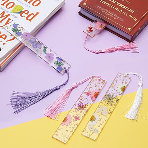 Bookmarks for Women, Kaluofan 2PCS Book Marks for Reading Women, Durable Handmade Dried Flower Resin Bookmarks with Tassels, Pretty and Increase Reading Interest - color: B, size: 2PCS