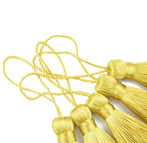 20Pcs 4.3 Inch Silky Mini Craft Tassels for Earrings, Souvenir(Light Gold) - color: Light Gold