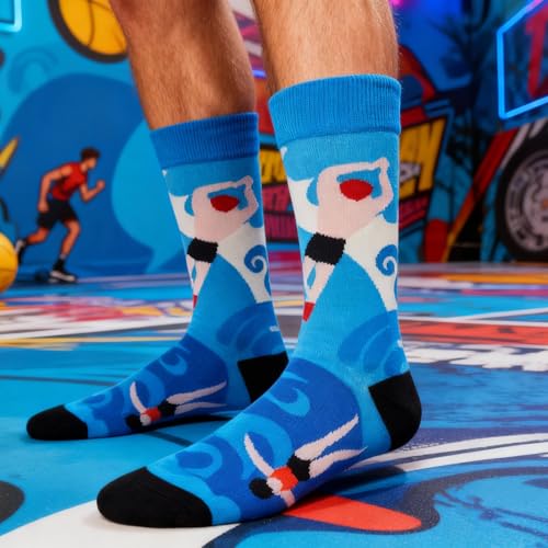 Colorful Funny Novelty Dress Socks for Men Women Teens Fathers Day Casual Fun Crazy Funky Graphic Crew Socks - color: 5 Pairs - Sports Themed - Skiing Snowboarding Outdoor Hiking Sailing & Kayaking Swimming Scuba Diver Ocean Adventure Pattern Socks, size: