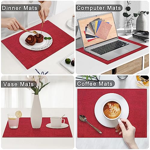 Homaxy PU Faux Leather Placemats for Dining Table, Set of 6, Red - color: Red