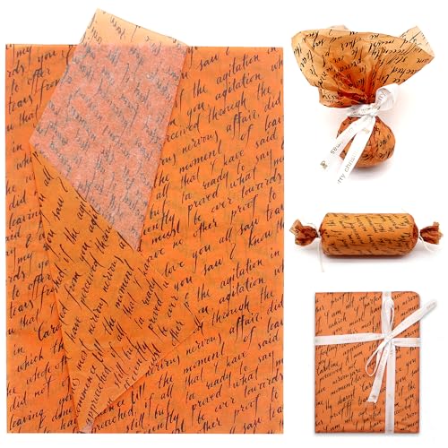 Benvo Big Tissue Paper 20x29 Inch - 20 Sheets Decoupage Craft Paper for Gift Wrapping, Letter DIY Art Projects, Spring Wedding, Birthday & Baby Shower Decorations(Style P) - color: Orange Letter
