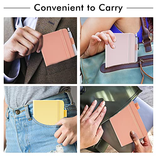 feela 3 Pack Pocket Small Notebook Journals, Mini Cute Hardcover College Ruled Notepad Women Office Supplies, with 3 Black Pens, 3.5”x 5.5”, A6, Pastel Colors, Light Yellow, Light Pink, Pale Orange - color: Light Yellow, Light Pink, Pale Orange
