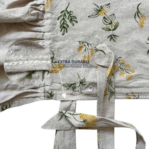 Korean Made Chair Pad Slipcover, 1 Cover, 17.5"x17.5" Chair Cushion Cover Ties with Ruffle Farmhouse Decor Covers Only, Gift for Mom (Beige Floral) Stocking Stuffer - color: Beige Flower