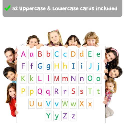 Attractivia Magnetic Big Alphabet ABC Flash Cards - 52 Sturdy Uppercase & Lowercase Large Letters, Colored - for Classroom Teachers, Homeschool, ESL, Kids and Adults - style: Colored Uppercase & Lowercase