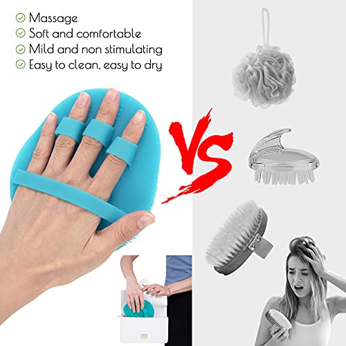 2 Pack Soft Silicone Shower Brush, Bath Exfoliating Skin Massage Scrubber - color: 1 Pars_blue+gray