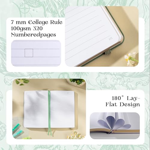 TIEFOSSI A5 Lined Journal for Women & Men, 100 GSM Thick Paper - color: Light Green, size: Lined