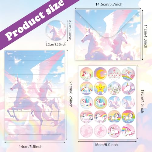 FUNCLASS 160 Pcs Unicorn Stationery Set Letter and Envelopes - color: Unicorn