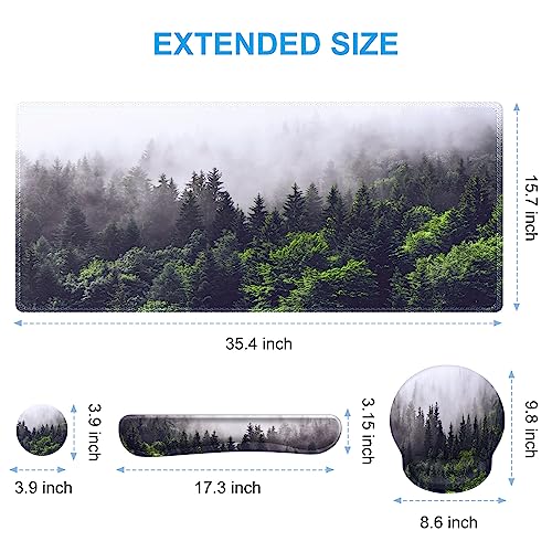 iCasso Forest Computer Pad 35.4"x15.7", Desk Blotter for Classroom - color: Forest