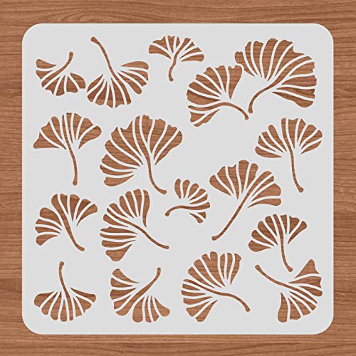 BENECREAT Ginkgo Leaves Drawing Stencils, 12x12inch Autumn Tree Leaf Painting Templates for Scrapbooking, Fabric, Floor Furniture, Wall Art