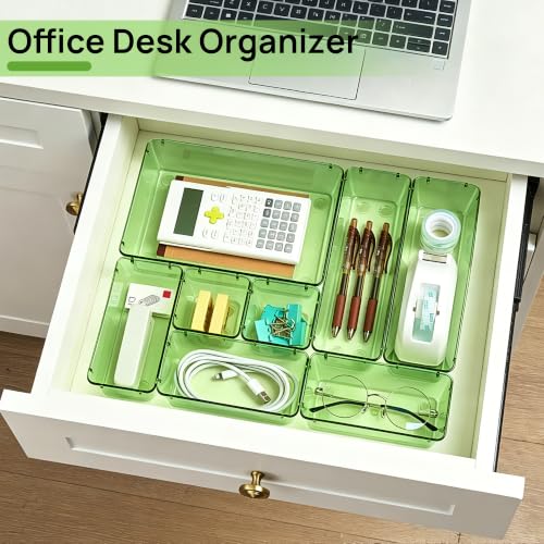 Vtopmart 25 Pack Plastic Drawer Organizers with Anti-slip Rubber Pads - color: Clear Green