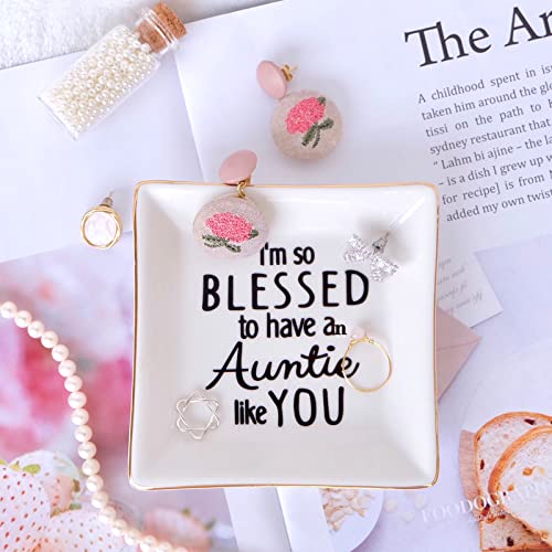 Aunt Gifts Ring Dish Blessed Auntie Jewelry Tray Birthday Gift from Niece - color: Auntie