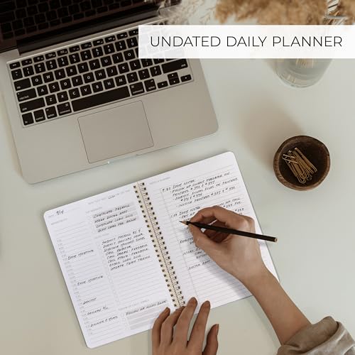 Beautiful Daily Planner And Notebook With Hourly Schedule - Spiral Notebook - color: Dusty Blue