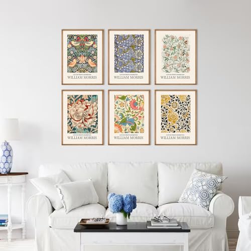 William Morris Wall Art Prints, Vintage Famous Artist Paintings William Morris Posters Set, William Morris Flower Market Gallery Canvas Art Prints, Nature Wilderness Illustrations Floral Botanical - color: Morris 01